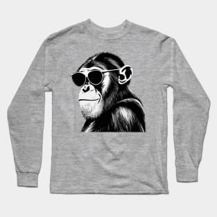 Chimpanzee with sunglasses Long Sleeve T-Shirt